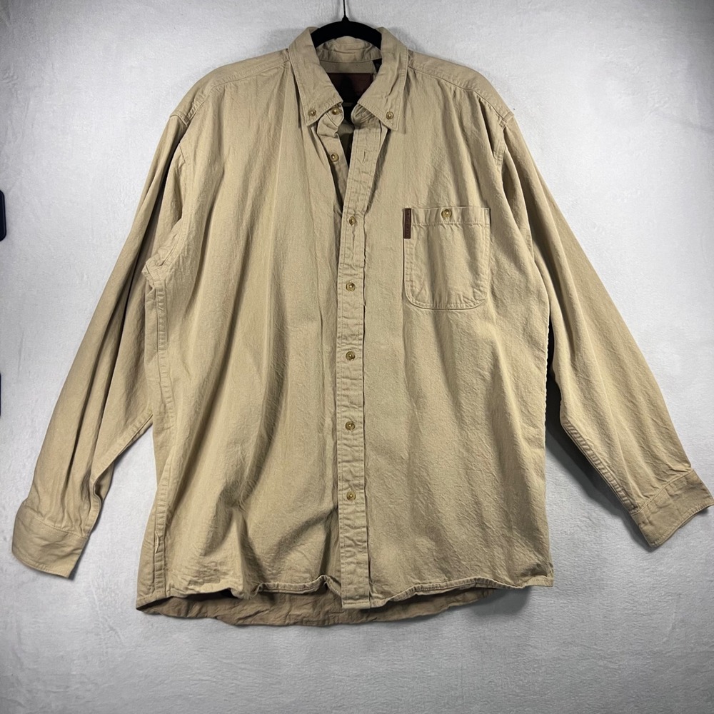 Legendary Whitetails Mens Khaki Button Down Shirt Long Sleeve Deer‎ Graphic XL
